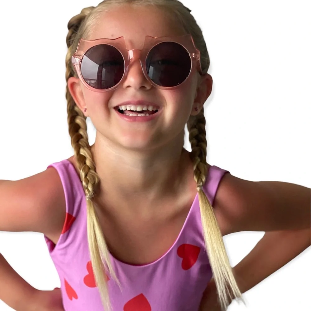 DIFF Lucky Cat Sunglasses Rose Crystal Frame Grey Lenses Kids Sunnies NWT